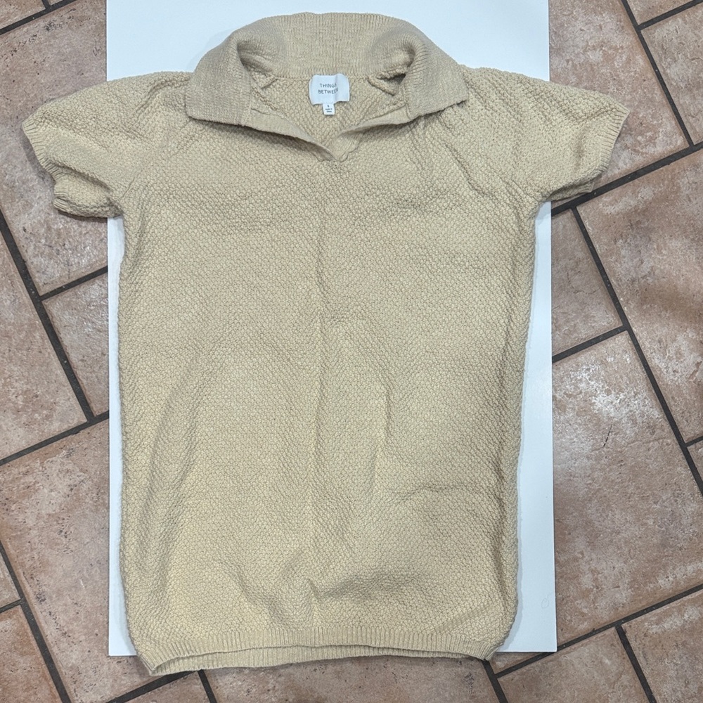 Cream Short Sleeve Knit Dress